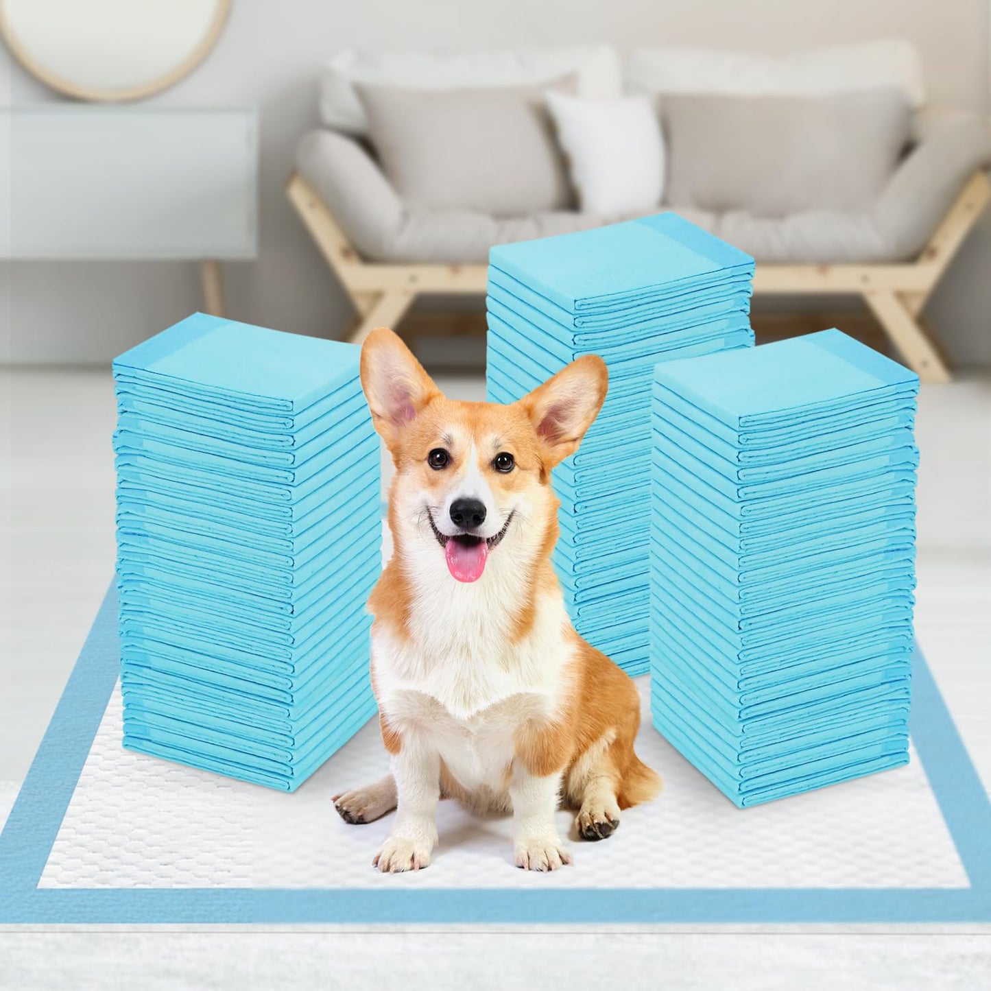 Sted Puppy Pads Dog Pee Pads 23"x23" Puppy Pee Pads for Dogs 6 Layers Thicker Dog Pee Pads Quickly Absorbs & Leak-Proof Dog Pads Disposable Potty Pads for Dogs Cats Doggie Pee Pads 60Ct